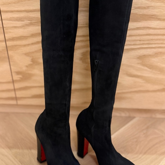 CHRISTIAN LOUBOUTIN Black Suede Alta Stretch Thigh High Boots Size 36.5 - Picture 3 of 6
